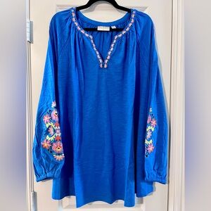 Blue Embroidered Blouse
